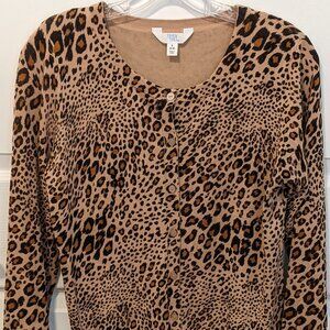TIME AND TRU Leopard Button Front Sweater Ladies Small (4-6)